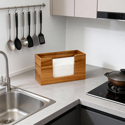 Acacia Wood Paper Towel Dispenser Countertop Wooden Paper Towel Holder for Bathroom Kitchen Napkin Holder Counter Multifold C-Fold Z-Fold Trifold Hand Towels Dispenser for Toilet Restroom