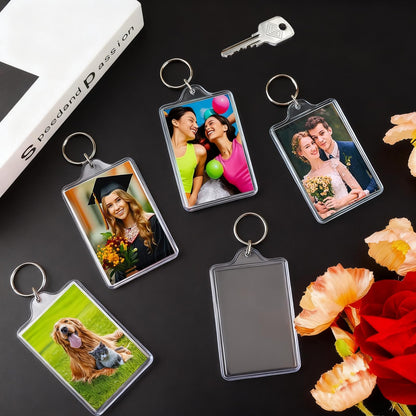 ZHLISHQINJJ 12 Pcs Photo Keychain (2 x 3inch) Transparent Picture Keychain, Acrylic Photo Insert Keychain DIY Personalize Favor Graduation Gift