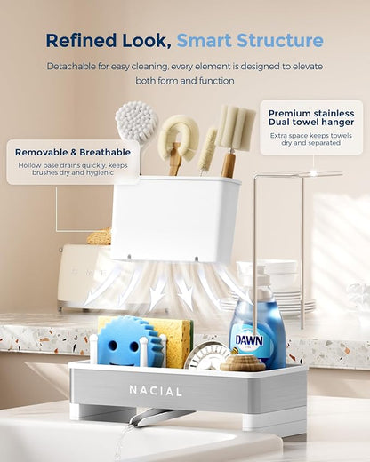 Nacial Sponge Holder for Kitchen Sink, Sink Caddy Organizer