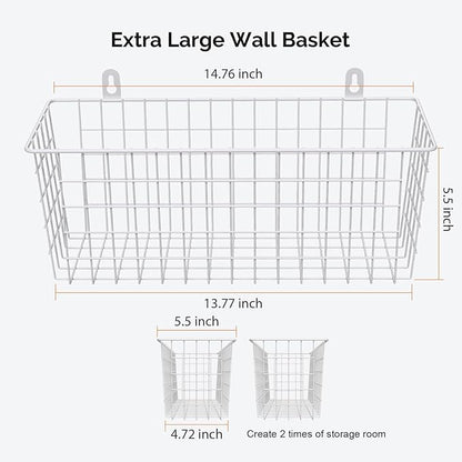 MaraFansie [Extra Large Wire Basket 2-Pack Hanging Wall Organizer Cabinet