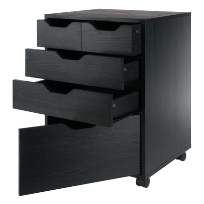 Winsome Halifax Mobile Storage Cabinet with 5 Drawers in Black, Stylish & Functional Home Storage Cabinet for Filing, Kitchen Organization, Moveable Furniture for Office, Dorms, Apartments