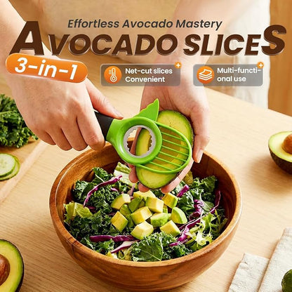 3 in1 Avocado Tool Split, Pit, and Slice, Avocado 3 Piece Set, Includes Avocado Slicer, Cutter and Airtight Storage Container,Kitchen Gadget (3 piece set)