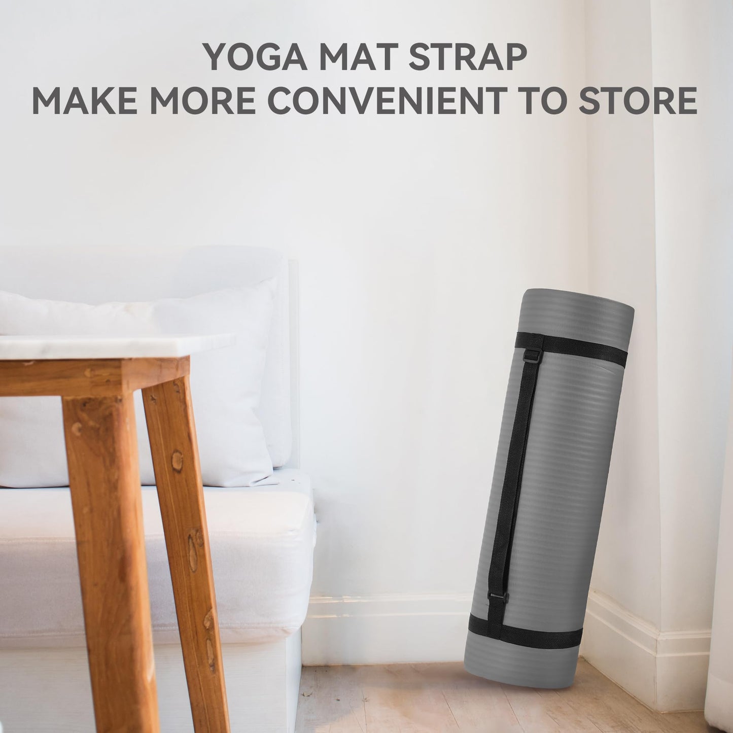 Fitvids All Purpose 1/2-Inch Extra Thick High Density Anti-Tear Exercise Yoga Mat with Carrying Strap, Gray