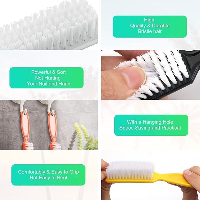 24 Pcs Handle Grip Nail Brush, NICEMOVIC Hand Fingernail Cleaner Brush Manicure