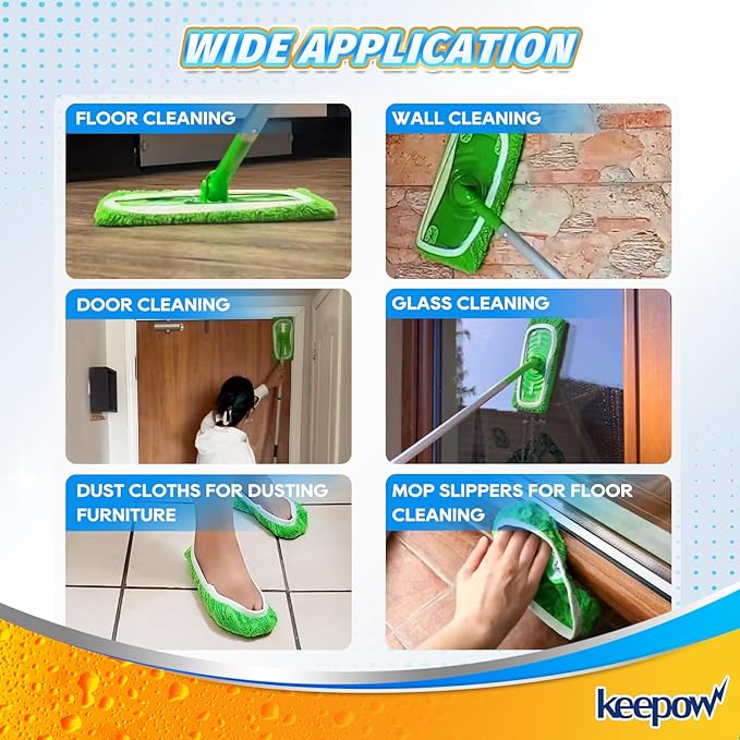 KEEPOW Reusable Microfiber Mop Pads