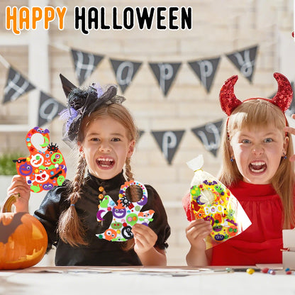 24 Set Halloween Craft Kits DIY Halloween Doorknob Hanger Decorations Fall Arts & Crafts Supplies, Halloween Pumpkin Bat Ghost Monster Foam Stickers for Classroom Gift Party Favors Activities