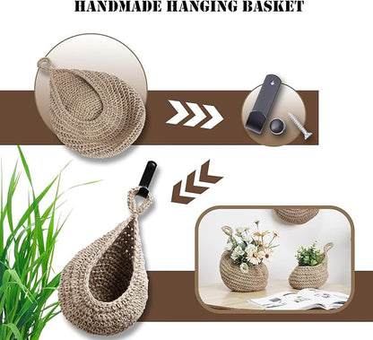 Hanging Fruit Basket Set of 3, Boho Wall Hanging Storage Basket