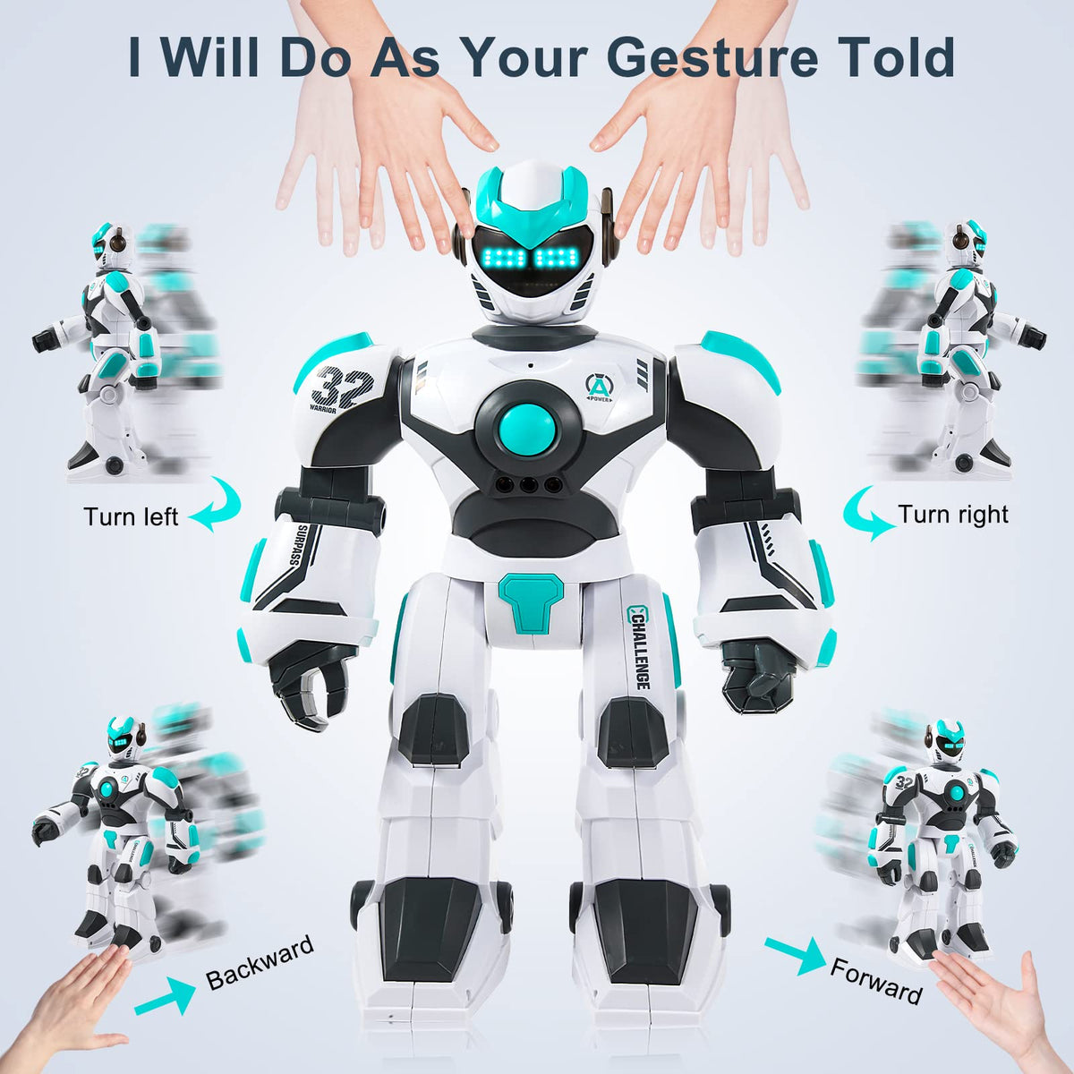 HPROMOT RC Robot Toy for Kids Remote Control RobotToy, Smart Gesture Sensing Rechargeable & Programmable Robot Walking Dancing Singing Chirstmas Gift for 3-15 Years Old Boys Girls