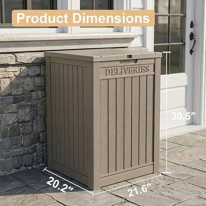 PatioZen Package Delivery Box 55 Gallon with Lockable Secure,Outdoor Package Drop Container Waterproof for Porch Patio and Curbside(Grey)