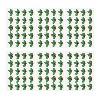 Amosfun 10 Sheets/Pack Green and Red Christmas Holiday Holly Leaves Stickers DIY Christmas Decorative Stickers