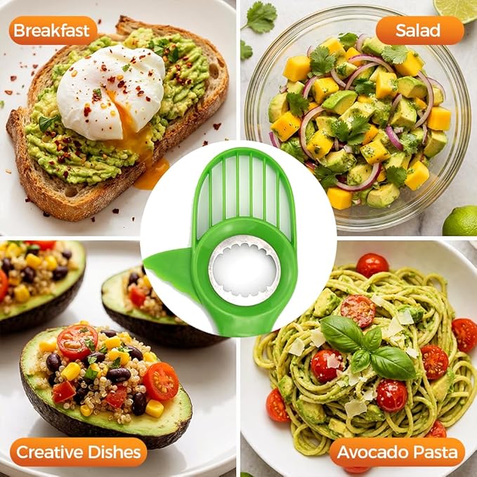 3 in1 Avocado Tool Split, Pit, and Slice, Avocado 3 Piece Set, Includes Avocado Slicer, Cutter and Airtight Storage Container,Kitchen Gadget (3 piece set)