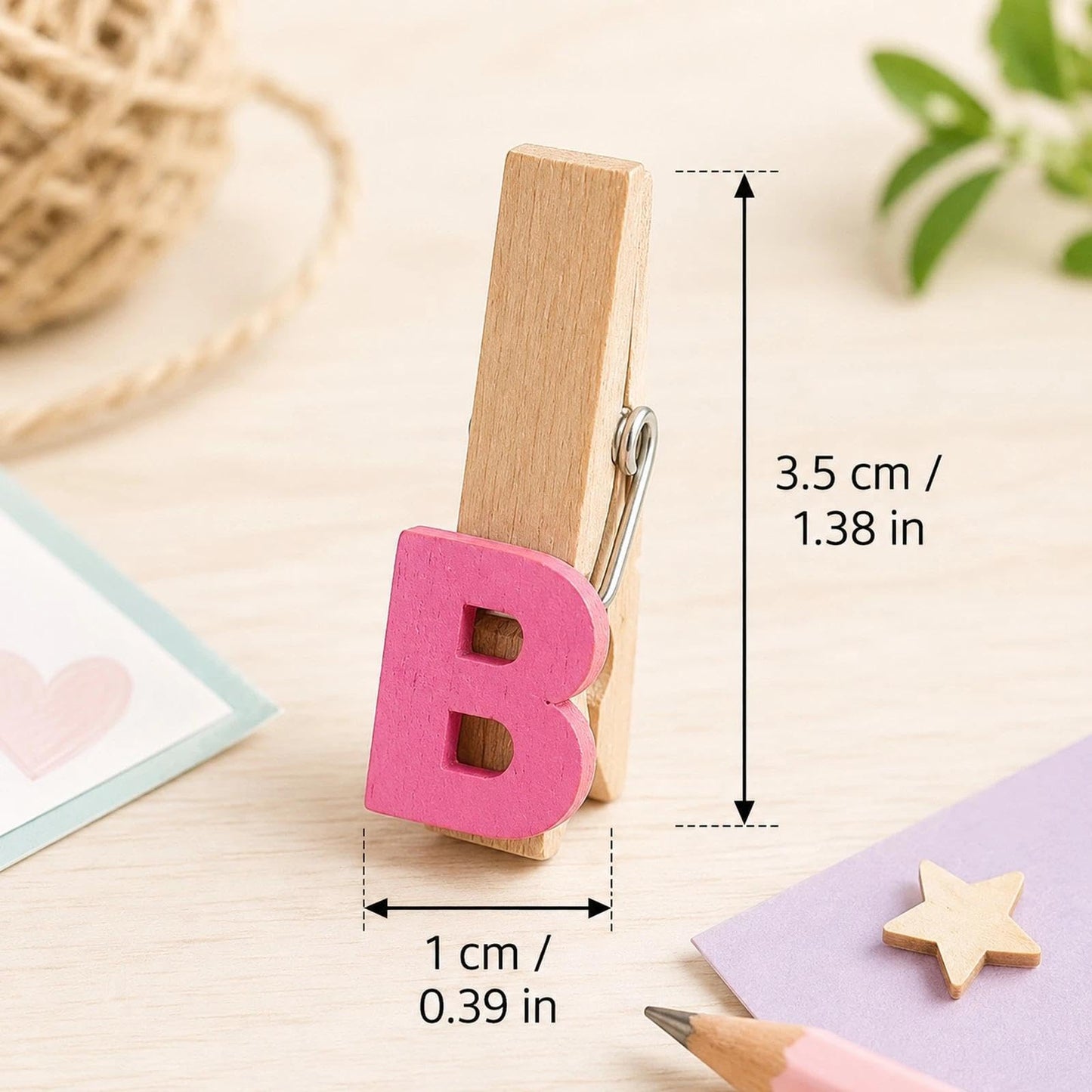 LOGOFUN 140 pcs Mini Wooden Clothespins Numbered and Letter Clips Hanging Photos Clamp Notes Cards Holders for Home Office Classroom Supplies (3.5cm)