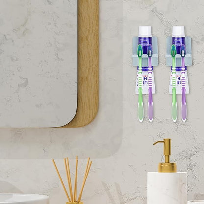 2 PCS Self-Adhesive Toothbrush Holders Wall Mounted, Water Proof Toothbrush Hook