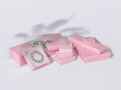 TheDisplayGuys - 25-Pack #53 Cotton Filled Cardboard Paper Jewelry Boxes Gift Case - Pastel Pink (5.4" x 3.9" x 1.0") - for Shipping or Storage