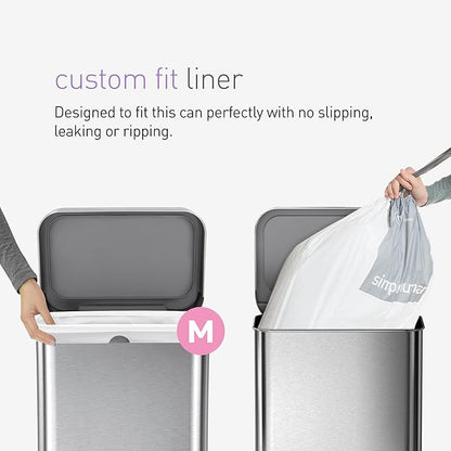 simplehuman Code M 200 Count, Dispenser Pack Custom Fit Liners, Drawstring