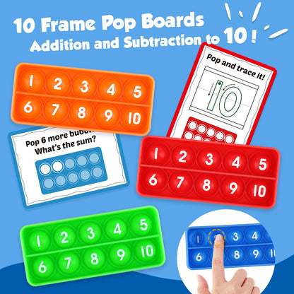 Aizweb Ten-Frame Math Manipulative for Elementary,Counting Number Math Games, Montessori Educational Toy for Kindergarten Classroom Kids 3 4 5 Year Old (Upgraded Version for 20 Task Cards)