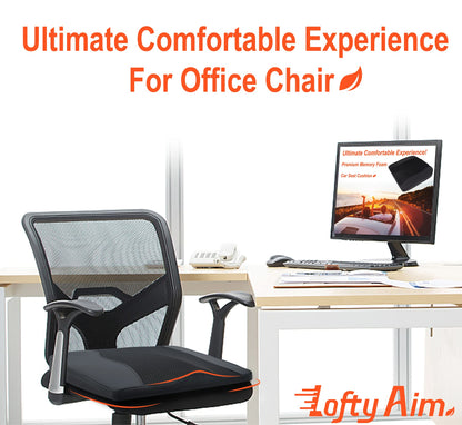 Lofty Aim Car Seat Cushion, Comfort Memory Foam Car Cushions for Driving - Sciatica & Lower Back Pain Relief, Driver Seat Pillow for Auto, Office Chair, Wheelchair - Black