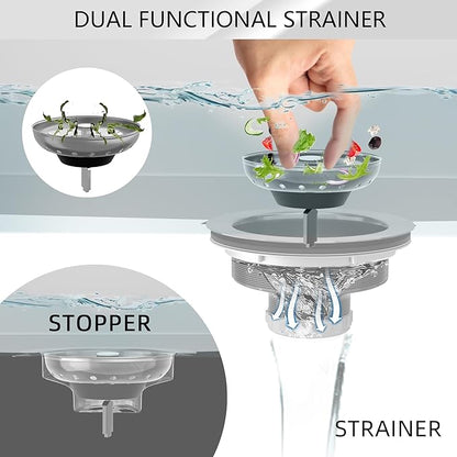 Kitchen Sink Drain 3-1/2 Inch Brushed Stainless Steel Sink Drain Strainer