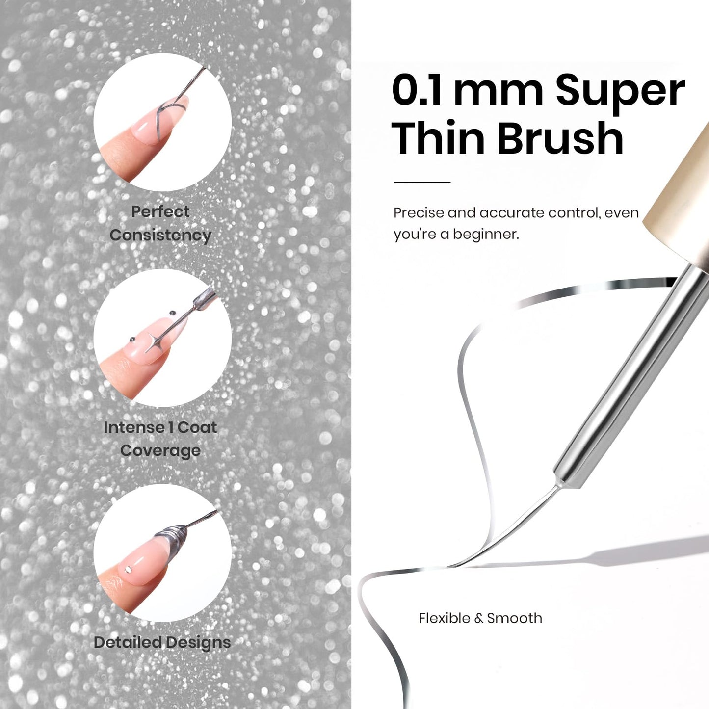 Beetles Nail Stamp, 4Pcs French Tip Tool Easy Manicure Nail Stamper Single Head Soft Silicone Long & Short French Tip Stamp Tool with 2Pcs Nail Scraper Decorations Gift for Women