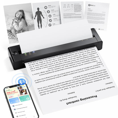 TATTMUSE Inkless Portable Printers Wireless for Travel, Small Thermal Printer Compatible with iPhone Laptop, Bluetooth Mobile Printer for School/Office/Home Use Support 8.5" X 11" Thermal Paper