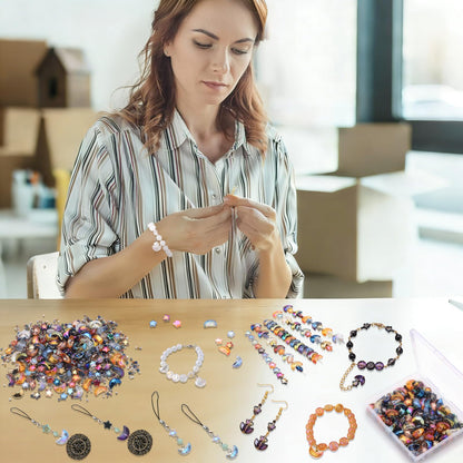 KINGSHINE 620pcs Mixed Star Moon Glass Beads for Jewelry Making, Shaped Star Moon Spacer Beads with Glass Seed Beads for DIY Supplies Bracelets Necklaces Earrings