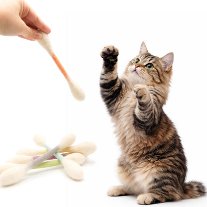 Glaciart One Swabs Cat Toys with Catnip - 6 Pk | Durable for Chew, Cute Cat Toys Interactive Kitty for Boredom, Exercise, & Play | Filled w/Organic Catnip for Anxiety & as Digestive Aid | Gift Idea