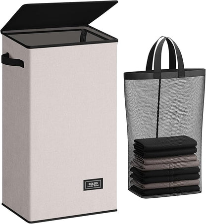 SOLEDI Laundry Hamper with Lid 100L Large & Tall Collapsible Laundry Basket