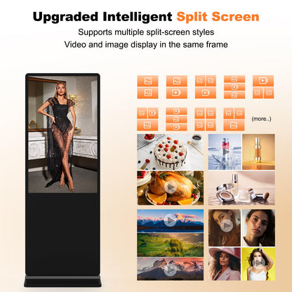 YCKJNB 43 inch Indoor Digital Signage Touchscreen,CMS Software,IPS Floor Standing Digital Kiosks Interactive Displays with WiFi HDMI/USB Input Auto AD Player, Android OS Black