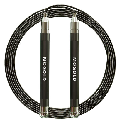 2-in-1 Speed Rope: 2mm for Boxing/MMA & 3mm for CrossFit - Tool-Free Adjustable Cable System with Dual Bearings - Sweatproof Hybrid Grip for High-Intensity Training