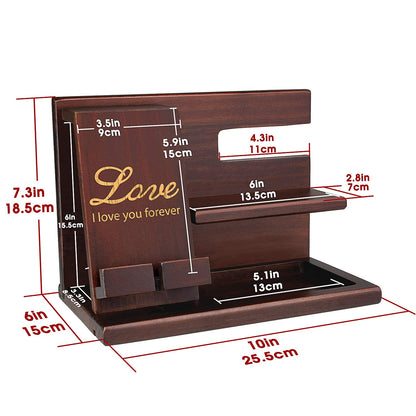 awofer Wood Phone Docking Station for Men - I Love You Forever - Personalized Anniversary Idea for Him, Husband, Boyfriend