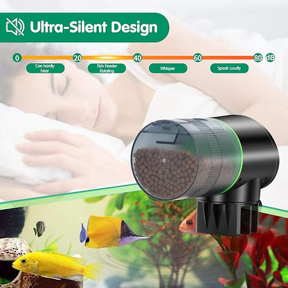Ycozy Automatic Fish Feeder Rechargeable with USB Cable Moisture-Proof Intelligent Electric Fish/Turtle Feeder for Aquarium & Fish Tank (Plug Powered-EV)