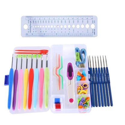 64 Pieces 16 Sizes Crochet Hook Set Needles Stitches Knitting Craft Case Crochet Set Yoker Weave Yarn Set