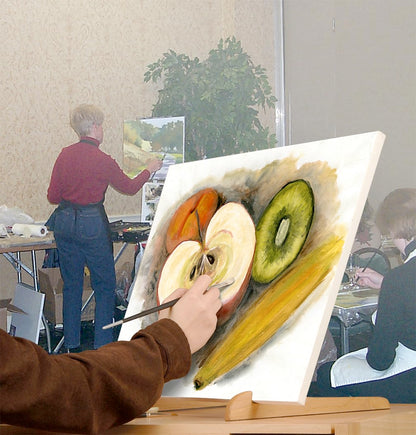 Creative Mark The Original Overby Tabletop Painting Easel, Portable Compact Easy Carry, Hold & Display Stretched Canvas Stable, 12" Inches, Natural Wood