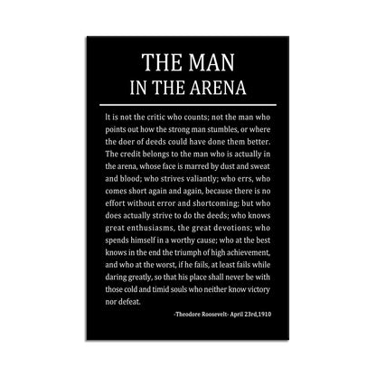 The Man In The Arena Inspirational Canvas Wall Art Motivational Positive Poster Quotes Canvas Prints Artwork for Living Room Office Home Decor Painting Stretched and Framed [12''Wx 18''H]