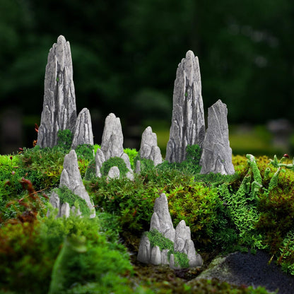 DOITOOL 12PCS Mini Rockery Decoration Zen Garden Accessories Miniature Zen Decor Rockery Statue Miniature Mountain Micro Landscape Decoration Bonsai Ornament Plant Pot Terrarium Decor