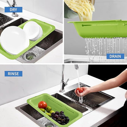 LASSHSWA Collapsible Colander for Kitchen, Over the Sink Strainer Basket for