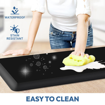1/2 inch Thick Kitchen Rug - Cushioned Anti Fatigue Mats for Kitchen Floor - Easy to Clean, Waterproof, Non-Slip Kitchen Rug for Sink, Office, Kitchen (17''x39'' Black)