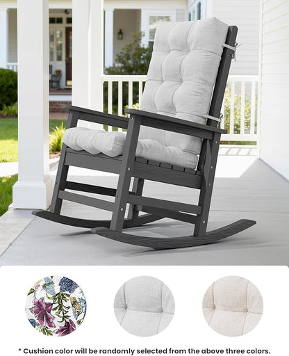 SERWALL Oversized Outdoor Rocking Chair Set of 2, HDPE Rocker for Adults, Patio Rocking Chairs for Porch, Grey