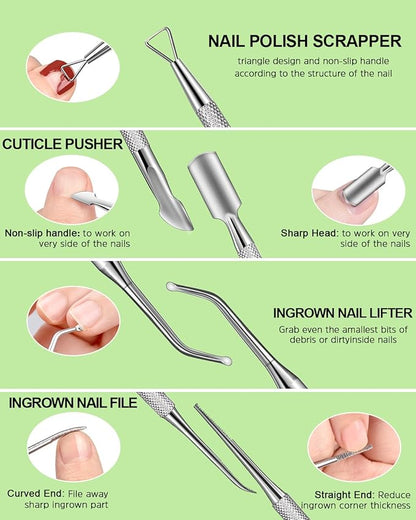 Nail Files and Buffers, MORGLES Nail Prep Kit with Emery Boards, Cuticle Remover Tools, Aloe Cuticle Oil for Manicure and Pedicure Shine Kit