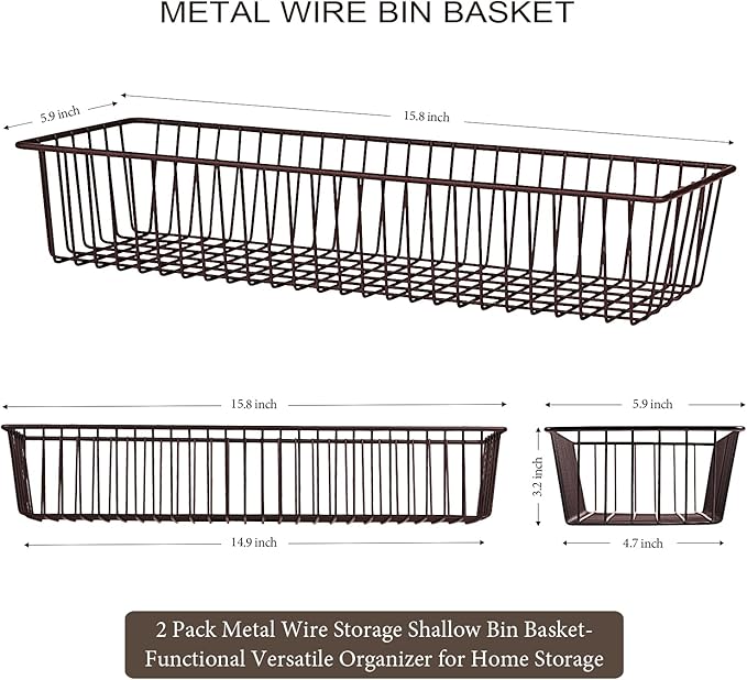 Farmhouse Decor Metal Wire Storage Organizer Bin Basket