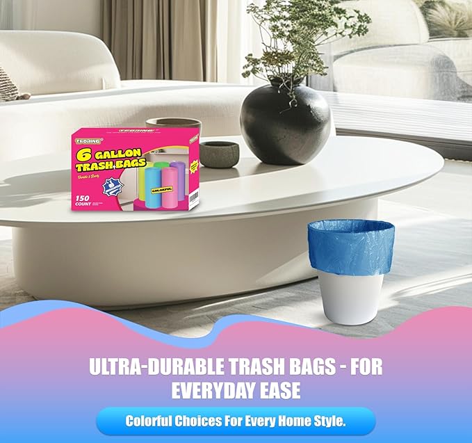 6 Gallon Trash Bags Colored 0.94 Mil Thick