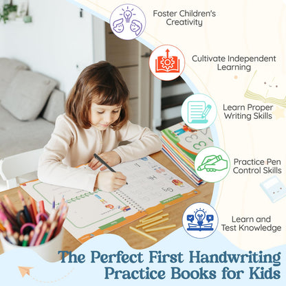 VOOWO Grooved Handwriting Practice for Kids, Larger & Deeper Magic Grooved Writing Practice for Kids Age 3-5, Reusable Letter Tracing Books, Preschool Learning Activities, Gift for Kids Boys and Girls