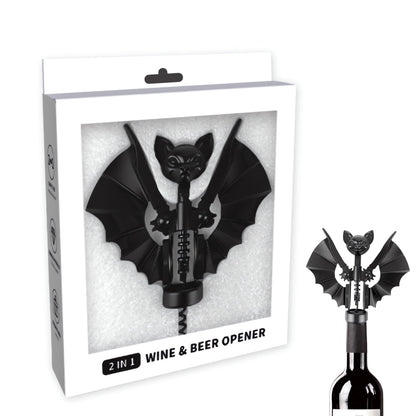 Ghost Bat Bottle Opener, Aluminum Alloy 2-in-1 Wine & Beer Opener, Suitable for Kitchens and Home Bars, Halloween and Gothic Decorative Ornament, Unique Gift for Wine Lovers