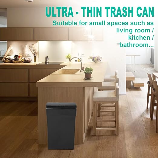 BestOffice 13 Gallon Trash Can Automatic Kitchen Trash Can Touch Free High-Capacity Garbage Can with Lid for Bedroom Bathroom Home Office 50 Liter (Black, 1) (4, Black)