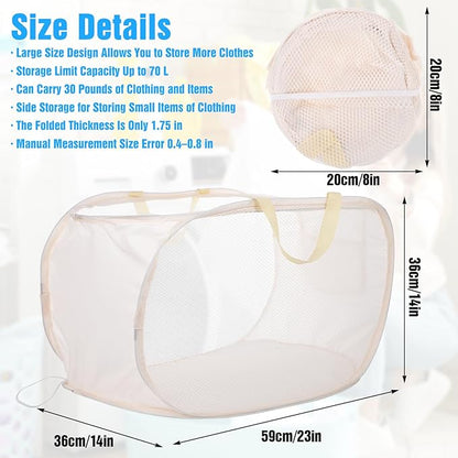 4 Pack Pop-Up Mesh Laundry Basket, Four Colors Pop Up Mesh Hamper, Open