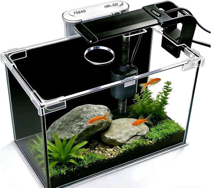 FS&AQ 5 Gallon Betta Fish Tank with Filter Light and Lid Small Aquarium Starter Kit Perfect for Desktops Offices or Beginners