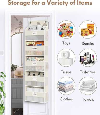 Over The Door Organizer Hanging, 5 Shelf Behind The Doors Storage, Pantry Door