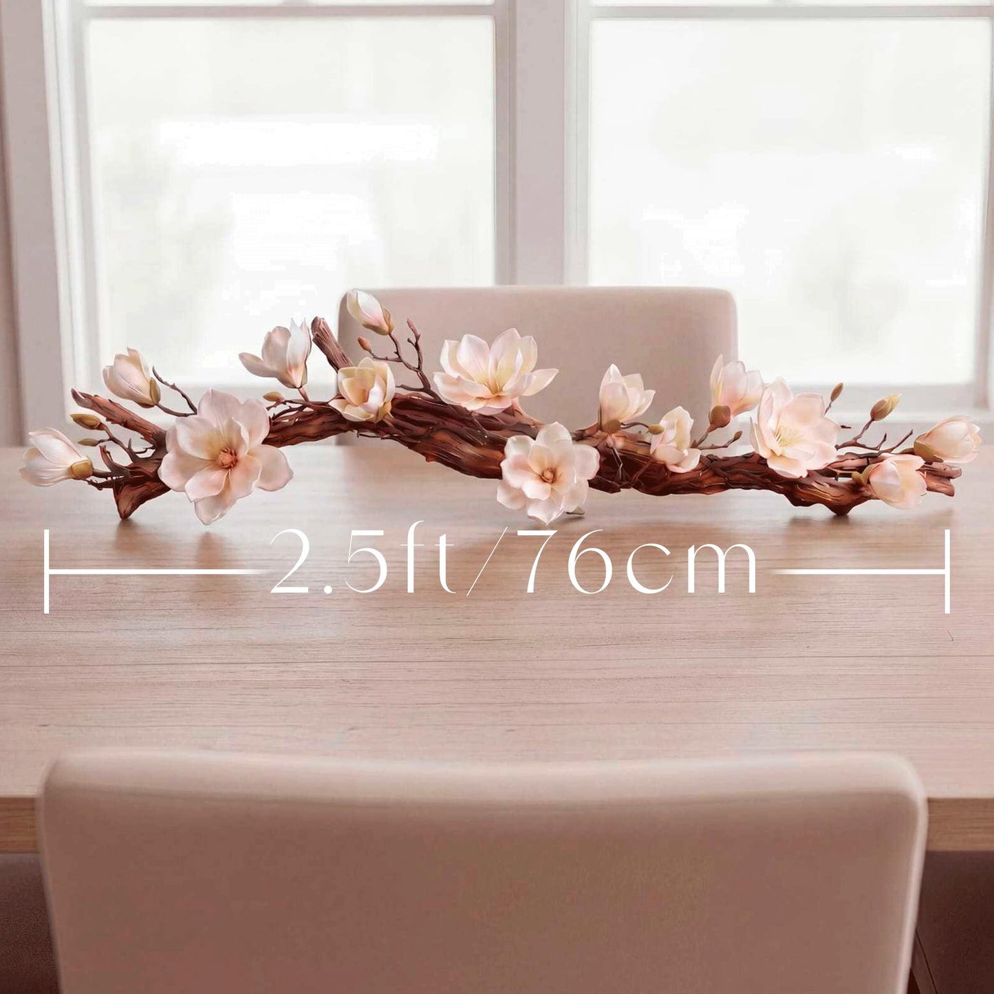 Modern Farmhouse Dining Table Centerpiece, Magnolia Driftwood