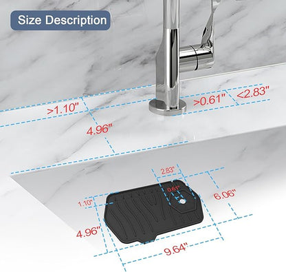 Sink Drain Mat Behind Faucet, Unilateral Faucet Guard Draining Mat, 90°
