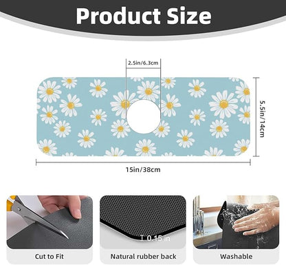 Beautiful Daisy Flower Floral Kitchen Sink Splash Guard Faucet Mat Super
